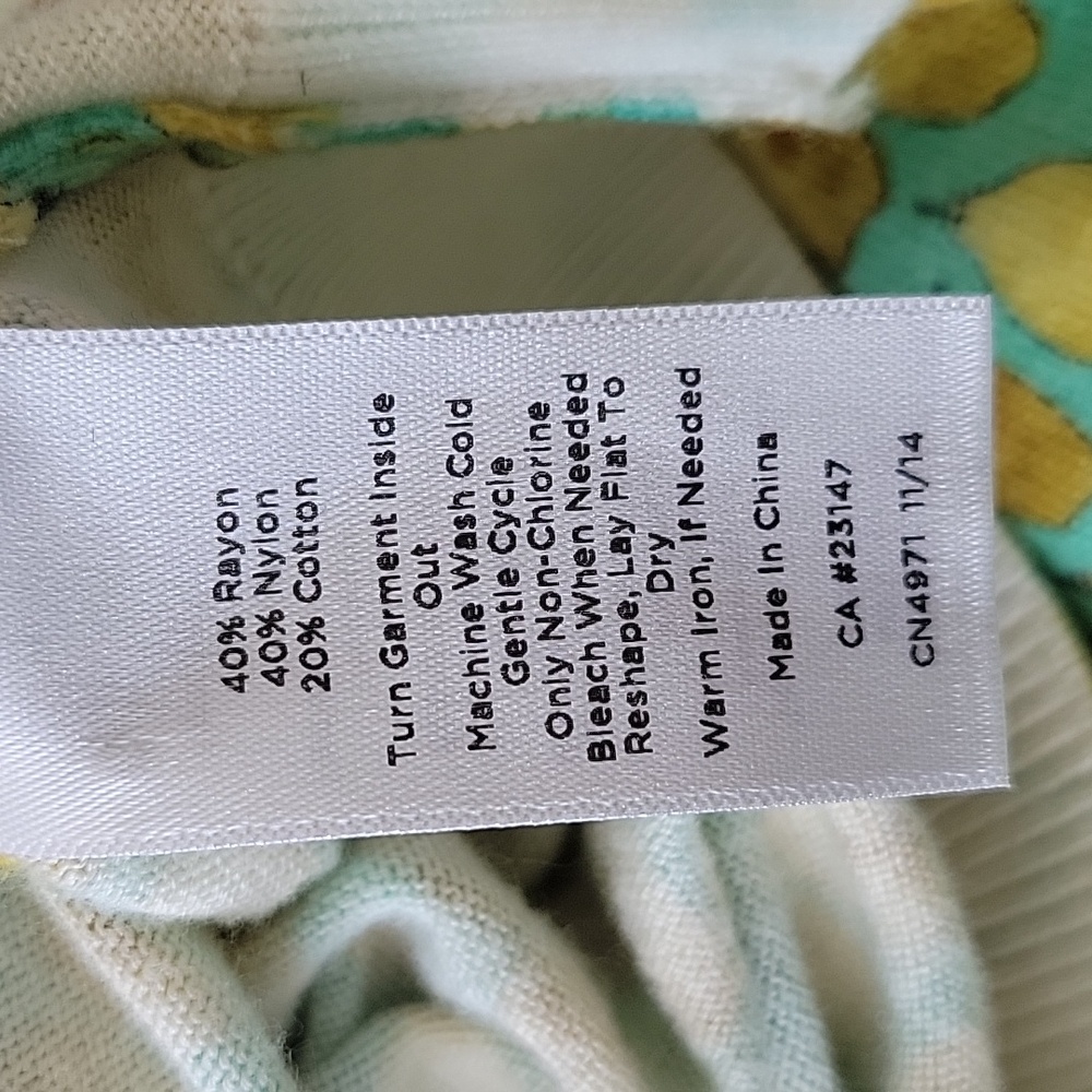 Talbots Green Yellow Pear Pattern Button Back Swe… - image 6